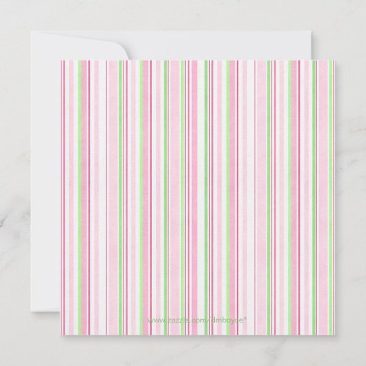 ガーリーなピンクの緑によってはハートの誕生日が開花します 招待状 (裏面)