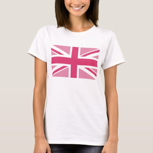 ガーリーなピンクの英国国旗の~ Tシャツ (正面)
