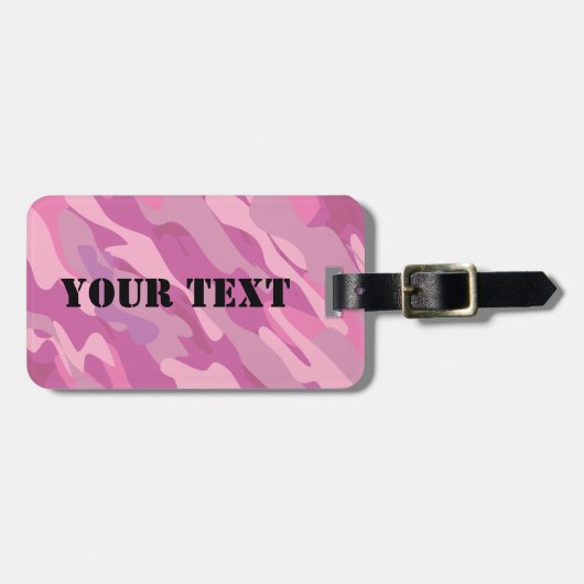 ガーリーなピンクの軍隊のカムフラージュ旅行荷物のラベル ラゲッジタグ (正面横)