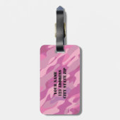 ガーリーなピンクの軍隊のカムフラージュ旅行荷物のラベル ラゲッジタグ (裏面縦)