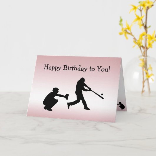 ガーリーなピンクの野球演劇の球はバースデー・カードを遊ばします カード (黄色い花)