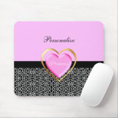 ガーリーなピンクの黒いプリンセスのキリンのプリントおよび名前 マウスパッド (マウス)