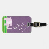 ガーリーなピンク及び紫色のかわいい象 ラゲッジタグ (正面横)