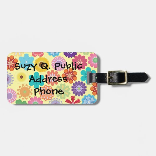 ガーリーなフラワーパワーカラフルな花パターンギフト ラゲッジタグ (正面横)