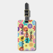 ガーリーなフラワーパワーカラフルな花パターンギフト ラゲッジタグ (正面縦)