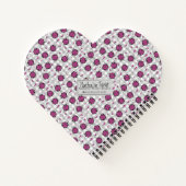 ガーリーなホットピンクとブラックのレディバグ グレーギンガムハート ノートブック (裏面)