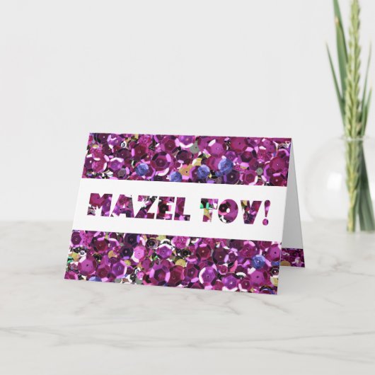 ガーリーなマゼンタのピンクのフェイクなスパンコール カード (正面)