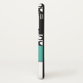 ガーリーなモノグラムのターコイズの黒の渦巻のダマスク織 Case-Mate iPhoneケース (裏面/左)