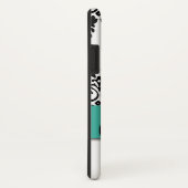 ガーリーなモノグラムの名前のターコイズの白黒のダマスク織 Case-Mate iPhoneケース (裏面/右)