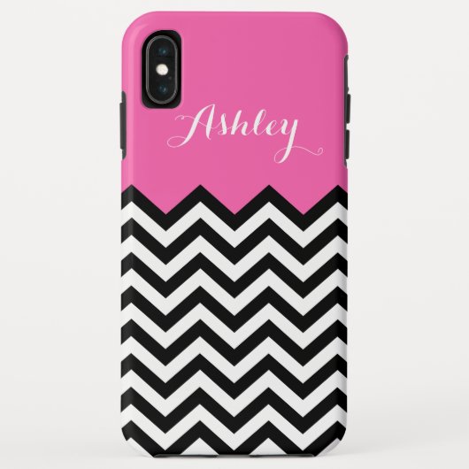 ガーリーなモノグラムの名前-シェブロンモダンなピンクのパターン Case-Mate iPhoneケース (裏面)
