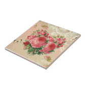 ガーリーなヴィンテージのばら色のハートのコラージュ タイル (側面)