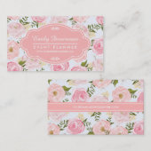 ガーリーなヴィンテージのパーソナライズな花のピンクのバラのシャクヤク 名刺 (正面/裏面)