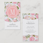 ガーリーなヴィンテージのパーソナライズな花のピンクのバラのシャクヤク 名刺 (正面/裏面)