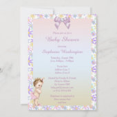 ガーリーなヴィンテージのプリンセスの花のベビーシャワー 招待状 (裏面)