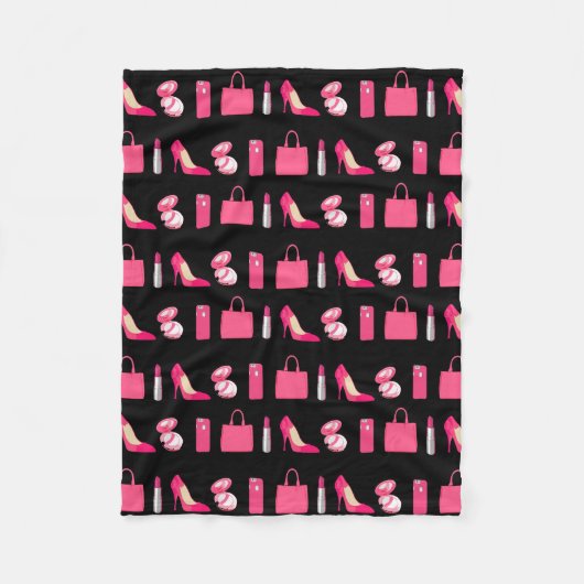 ガーリーな事の黒いフリースブランケット フリースブランケット (正面)