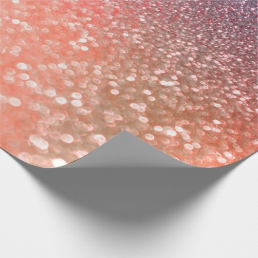 ガーリーな傾向のばら色の金ゴールドの赤面のグリッター ラッピングペーパー (角)