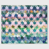 ガーリーな傾向の青い人魚の魚スケール ラッピングペーパー (フラット)