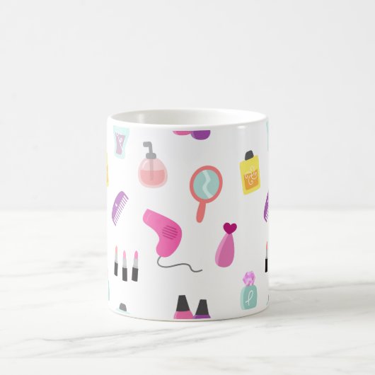 ガーリーな化粧、美しい、手入れをするパターン コーヒーマグカップ (中央)
