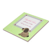 ガーリーな小犬の女の赤ちゃんの誕生の発表 タイル (側面)