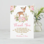 ガーリーな森林シカのベビーシャワーの誕生日 サンキューカード (スタンド正面)