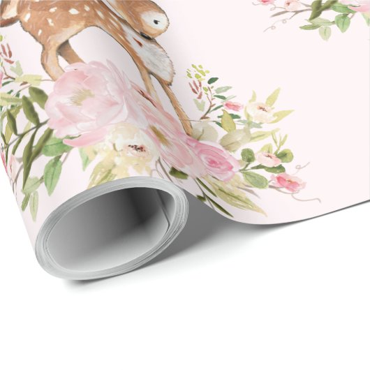 ガーリーな森林森林シカのベビーシャワーの誕生日 ラッピングペーパー (ロールコーナー)