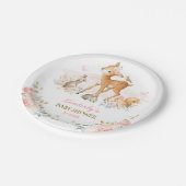 ガーリーな森林森林動物のシカのバニーのリス ペーパープレート (アングル)