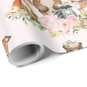 ガーリーな森林森林動物のベビーシャワーの誕生日 ラッピングペーパー (ロールコーナー)