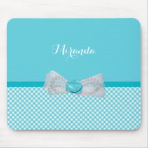 ガーリーな水のギンガムの名前のかわいい真珠のバラの弓