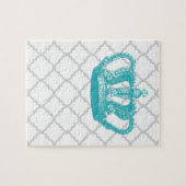 ガーリーな水のヴィンテージの王冠の灰色のクローバーパターン ジグソーパズル (横)