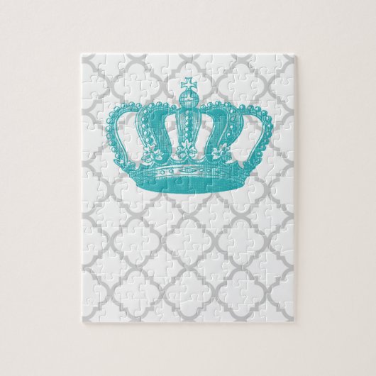 ガーリーな水のヴィンテージの王冠の灰色のクローバーパターン ジグソーパズル (縦)