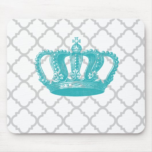 ガーリーな水のヴィンテージの王冠の灰色のクローバーパターン マウスパッド (正面)