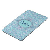 ガーリーな水の青い絞り染めあなたのモノグラムの名前のiPad iPad Miniカバー (横)
