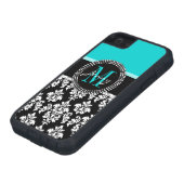 ガーリーな水の黒のダマスク織あなたのモノグラムの名前 Case-Mate iPhoneケース (下部)