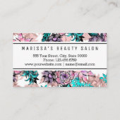 ガーリーな水彩画のばら色の金ゴールドの花のロイヤリティの穿孔器 ロイヤリティカード (裏面)