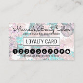 ガーリーな水彩画のばら色の金ゴールドの花のロイヤリティの穿孔器 ロイヤリティカード (正面)