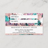 ガーリーな水彩画のばら色の金ゴールドの花の紹介カード 紹介カード (裏面)