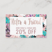 ガーリーな水彩画のばら色の金ゴールドの花の紹介カード 紹介カード (正面)