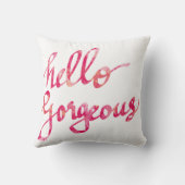 ガーリーな水彩画のピンクのこんにちは豪華なタイポグラフィ クッション (裏面)