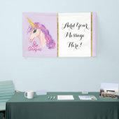 ガーリーな水彩画のユニコーンはユニークなタイポグラフィです 横断幕 (トレードショー)