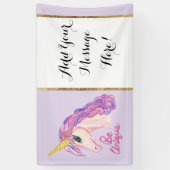 ガーリーな水彩画のユニコーンはユニークなタイポグラフィです 横断幕 (縦)