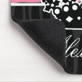 ガーリーな王女のピンクおよび黒いシマウマのプリント マウスパッド (コーナー)