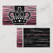 ガーリーな王女のピンクおよび黒いシマウマのプリント 名刺 (正面/裏面)