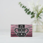 ガーリーな王女のピンクおよび黒いシマウマのプリント 名刺 (スタンド正面)