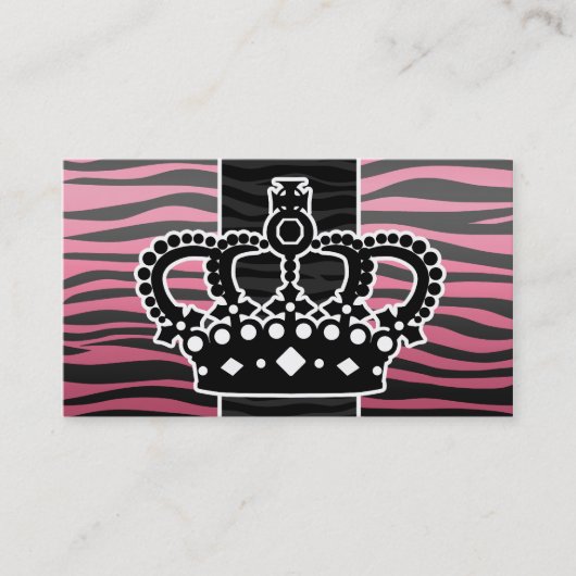 ガーリーな王女のピンクおよび黒いシマウマのプリント 名刺 (正面)
