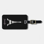 ガーリーな白黒フランス人のスタイルのエッフェル塔 ラゲッジタグ (正面横)