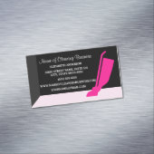 ガーリーな真空のピンクおよび黒い家計サービス マグネット名刺 (インサイチュ)