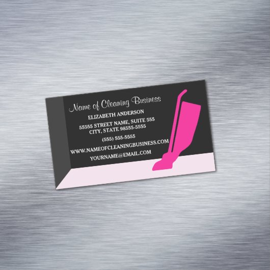 ガーリーな真空のピンクおよび黒い家計サービス マグネット名刺 (インサイチュ)