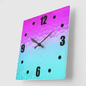 ガーリーな紫色のターコイズのグラデーションなモザイク《写真》ぼけ味パターン スクエア壁時計 (傾斜)