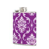 ガーリーな紫色のダマスク織パターン フラスク (左)