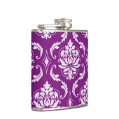 ガーリーな紫色のダマスク織パターン フラスク (右)